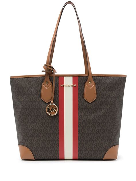 michael kors eva tote|Eva Large Signature Logo Stripe Tote Bag .